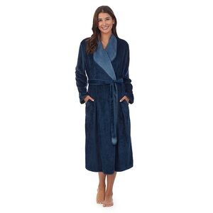 NEW Koolaburra UGG Lightweight Plush Cascading Wrap Robe Cozy Loungewear Navy L
